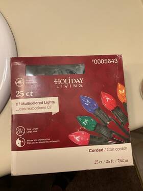 0099505 Holiday Living 25ct Ceramic C9 Multicolored Christmas Party String Lights 99505