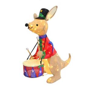 Holiday Living 030539046323 Kangaroo Drummer 3 Ft 70 Led Lights Tinsel Indoor Outdoor Christmas Decorations