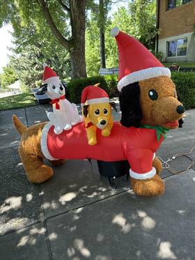 1026224 Holiday Living Gemmy Airblown Inflatable Christmas 5 Ft Tall Dog With Fur