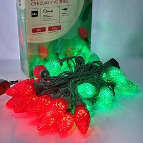 Holiday Living 2127306 Green And Red Christmas Lights 25 Ct Faceted C9 Led 12ft Tested