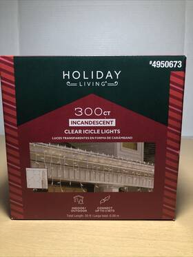 4950673 Holiday Living Christmas 300 Count Lights Icicle Clear 20 Feet Total Length