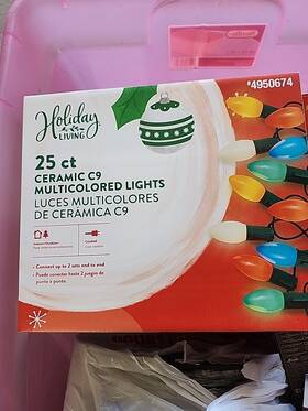 4950674 Holiday Living 25ct Ceramic C9 Multicolored Christmas Lights Party