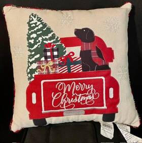 4981979 Holiday Living Dog Merry Christmas Accent Pillow 18x18
