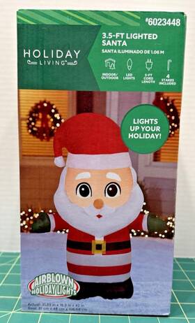 6023448 Holiday Living Santa Claus 3.5-ft Lighted Christmas Inflatable Led Airblown Yard