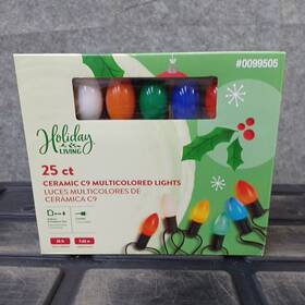 Holiday Living 764878769703 25 Ct Multicolored Indoor / Outdoor C9 Christmas Lights Nib