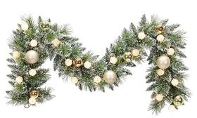 Holiday Living 804606175632 6-ft White Led Gold Decorated Christmas Garland Battery Operated