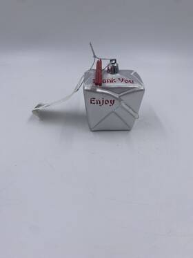 Holiday Living 805780376242 Shatterproof Christmas Ornament Chinese Take Out Box With Chopsticks