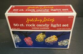 Rd-50-m Holiday Living Vtg. 50 Ct. Rock Candy String Lights Multi-color Christmas In/out