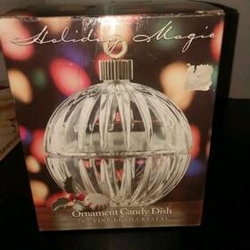 Holiday Magic 084968255177 Crystal Christmas Tree Ornament Candy Dish St George 24% Fine Lead Bowl