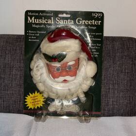 Holiday Seasons 049022082212 Vintage Motion Activated Musical Santa Greeter Speaks And Plays 3 Christmas Songs