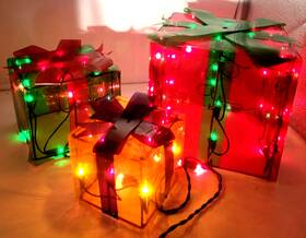 Holiday Style 029944541073 3 Piece Deluxe Lighted Christmas Gift Boxes With 70 Lights