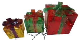 Holiday Style 400017957982 3 Piece Deluxe Lighted Christmas Gift Boxes Indoor/outdoor Working Condition
