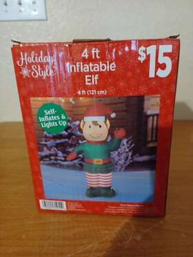 Holiday Style 430001319519 Christmas 4 Ft Santa Claus Elf Airblown Inflatable Nib