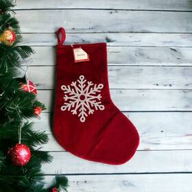 Holiday Style 430001814656 Red Christmas Stocking With White Sequin Snowflake 18 Inch New