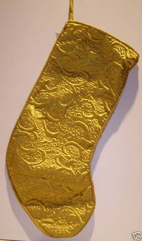 000225 Holiday Time Gold Christmas Stocking Matelasse Elegant Decoration Xmas Festive New