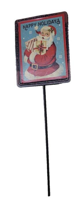 Holiday Time 018697914500 Metal Christmas Decorative Pick Happy Holidays 9 Inch Retro Design