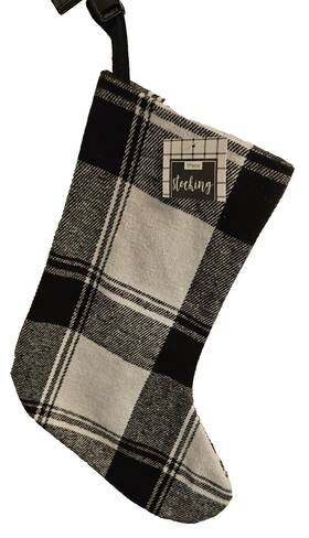 Holiday Time 018697986910 Buffalo Plaid Stocking Black/white Checkers Checkered Xmas