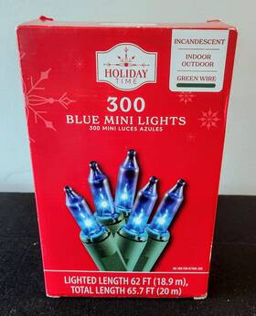 020-1516-blue Holiday Time 300 Blue Mini Lights Green Wire Indoor/outdoor Christmas/hanukkah