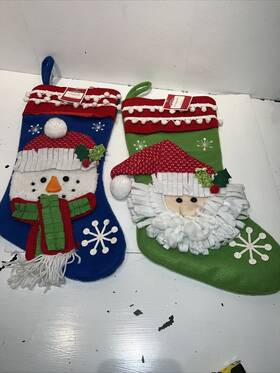 Holiday Time 020972021339 Lot Of 2 Snowman Christmas Stocking 20 Inch