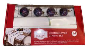 Holiday Time 020972032908 13 Pc Coordinated Dining Set Place Setting For 4 Christmas