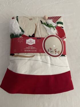 Holiday Time 020972040125 Christmas Skiing Gnomes Tree Skirt 48 Inch New