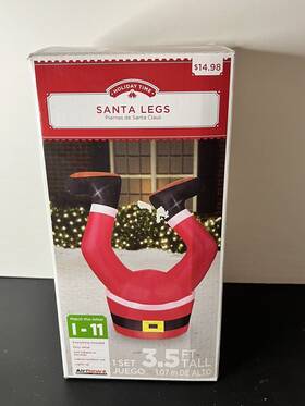 Holiday Time 026753762910 Christmas 3.5 Ft. Inflatable Santa Legs 2021 Blow Up Decoration