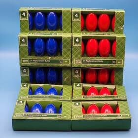 Holiday Time 028208919436 C9 Replacement Bulbs 10 Sets Red And Blue 4 Packs Total 40 Christmas Lot Nos
