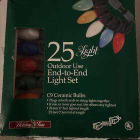 Holiday Time 028208929244 New C9 String Of Christmas Lights Multi-color 25 Count Ft