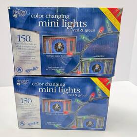 Holiday Time 028208944230 Vintage Christmas Lights Color Changing Mini 2 150ct Red Green Tested