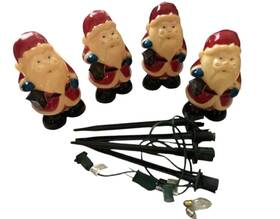 Holiday Time 028208979584 Vtg Christmas Lights Blow Mold Santa Claus Pathway Markers Yard Walkway