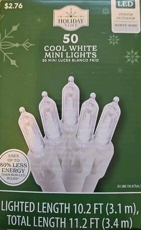Holiday Time 029944604099 50-count Mini Cool White Led Christmas String Lights With Wire