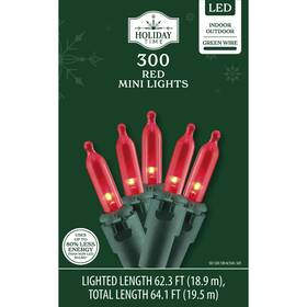 Holiday Time 029944610045 New 300-count Led Mini Christmas String Lights Red 62.3ft By