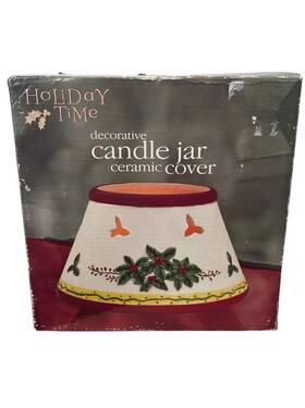 Holiday Time 047485442482 Holly Berry Ceramic Christmas Candle Shade Topper