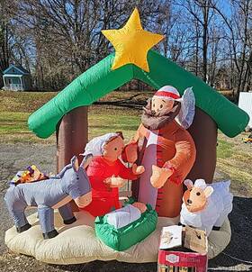 Holiday Time 086786999431 7ft Christmas Holy Family Nativity Scene Airblown Inflatable Yard