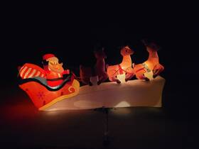 Holiday Time 086786999455 Christmas Santas Sleigh Flying Reindeer Inflatable Air Blown 11ft