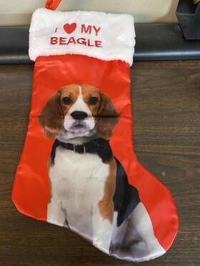 Holiday Time 099794004004 I Love My Beagle Stocking Dog Puppy Christmas Red Satin White