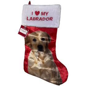 Holiday Time 099794009054 Christmas 18 Inch Red Satin Dog Stocking I Love My Labrador Retriever Nwt
