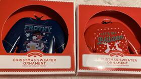11563b Holiday Time Ugly Christmas Sweater Ornaments Cute Funny Lets Get Blitzen And Frothy Snowman