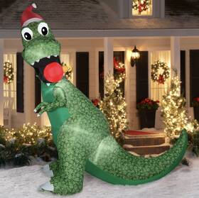 119255 Holiday Time T-rex Dinosaur Airblown Inflatable Christmas Gemmy 8.5 Ft. Tall Nib
