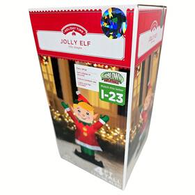 119327 Holiday Time Christmas Inflatable Jolly Elf Yard Red 4 Ft Tall Elfo Alegre Box