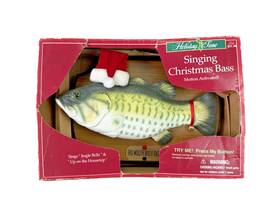 14749 Holiday Time Big Mouth Billy Bass Singing Christmas Motion Wall Plaque Fish