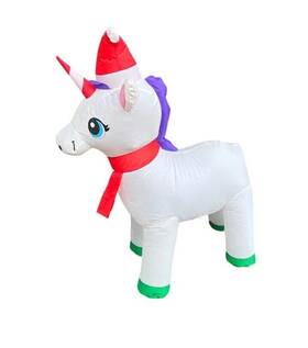 Holiday Time 191245172857 3.5ft Christmas Unicorn With Hat And Scarf Led Inflatable Decoration
