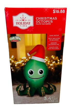 Holiday Time 191245839026 New Christmas Octopus 3.4 Ft. 1.03 M Tall Xmas Airblown Inflatable