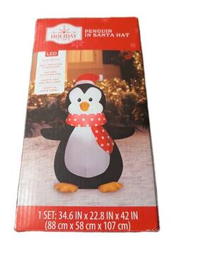 Holiday Time 191245860501 Christmas Penguin 3.5 Ft Tall Scarf Hat Airblown Inflatable