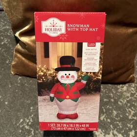 Holiday Time 191245860761 Snowman With Top Hat 48 Inch Inflatable Led Christmas Decoration New