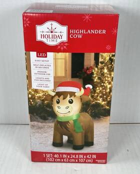 Holiday Time 191245860778 Highlander Cow 3.5 Ft Airblown Yard Inflatable Christmas Lights Up