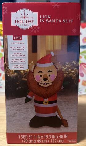 Holiday Time 191245860785 Christmas Lion In Santa Suit Airblown Inflatable 4 Foot New Box
