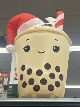 Holiday Time 191245871279 Christmas Boba Tea Yard Inflatable Airblown Light Up 3.2 Ft Rare