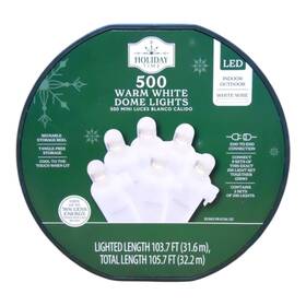 105.7 Holiday Time 195546012669 500 Count Warm White Dome Led Christmas Lights Wire Ft