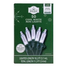 Holiday Time 195546019231 50-count Led Mini Christmas String Lights Cool White 10.2ft By